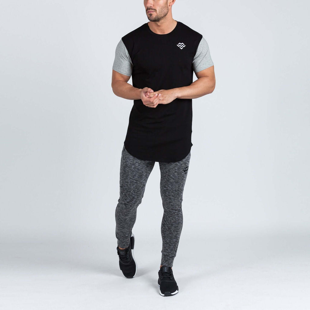 Curved Hem Extended T-Shirt (Black/Grey) - Machine Fitness