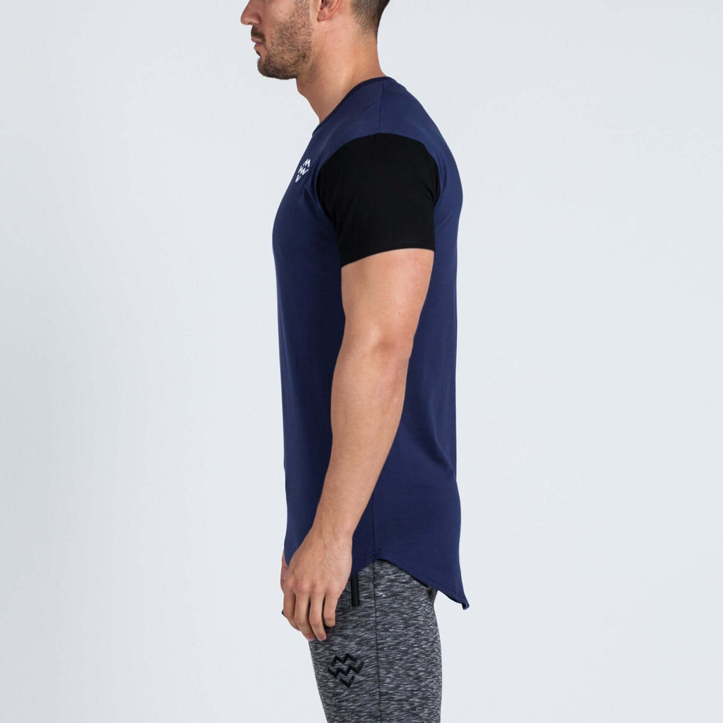 Curved Hem Extended T-Shirt (Navy/Black) - Machine Fitness