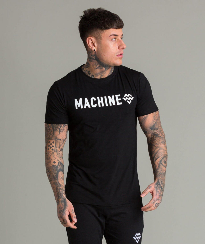 Machine Tech Fabric T-Shirt (Black/White) - Machine Fitness