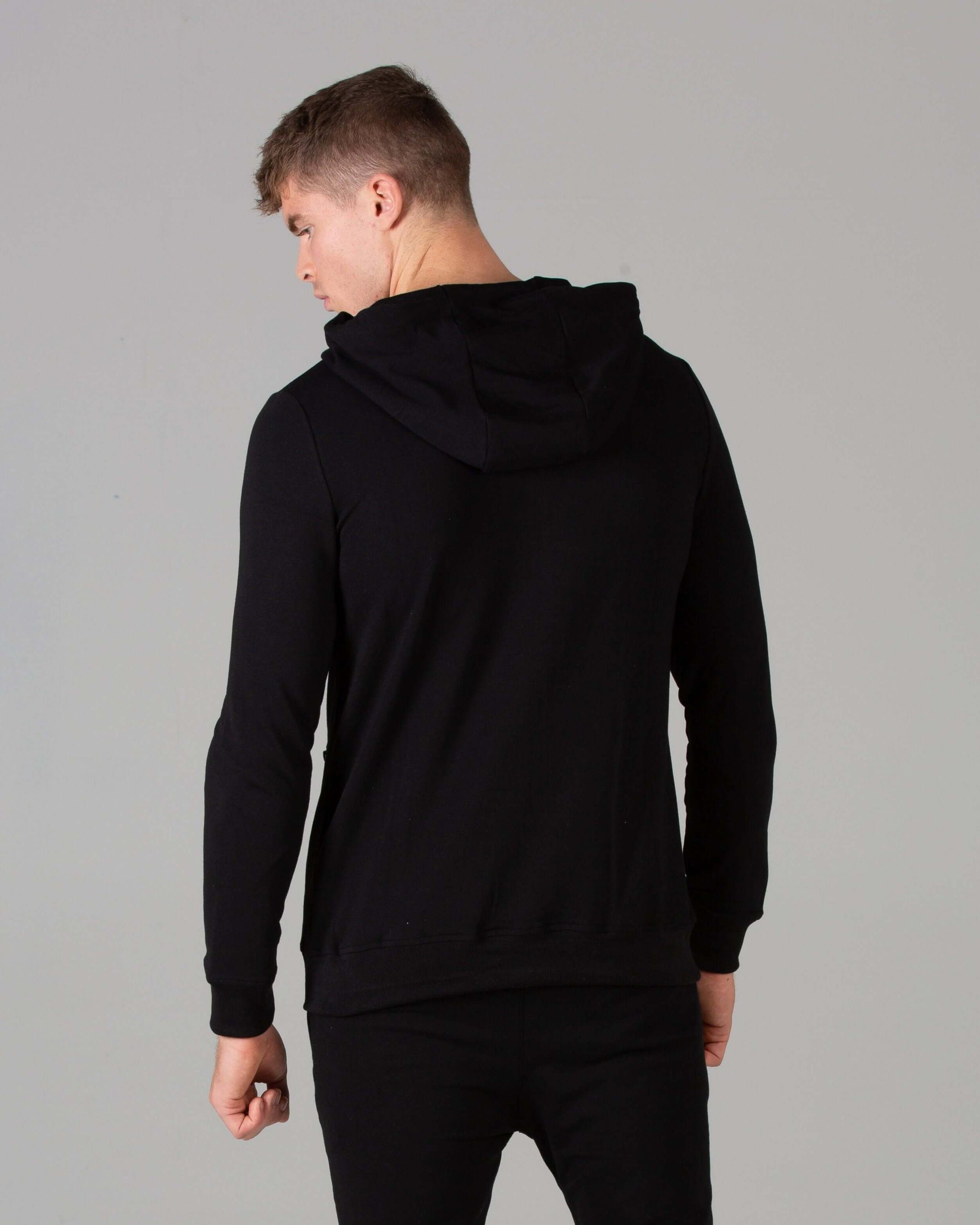 Fitted black zip up hoodie best sale