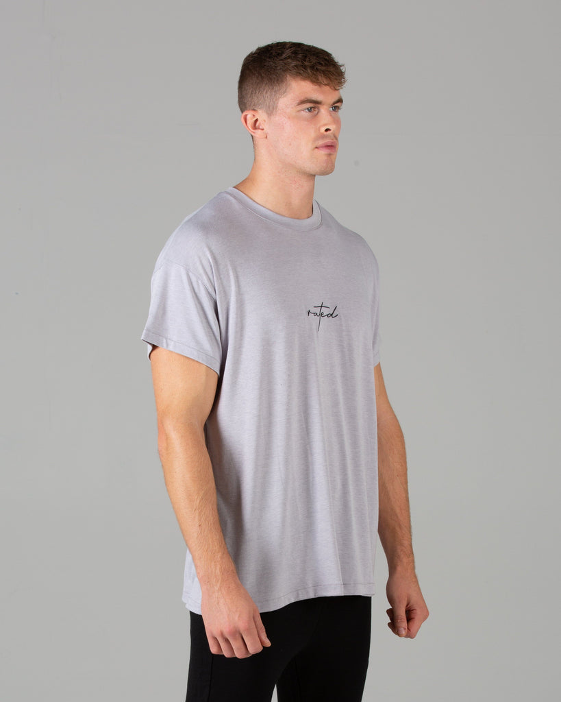 Rated Split Hem T-Shirt (Grey) - Machine Fitness