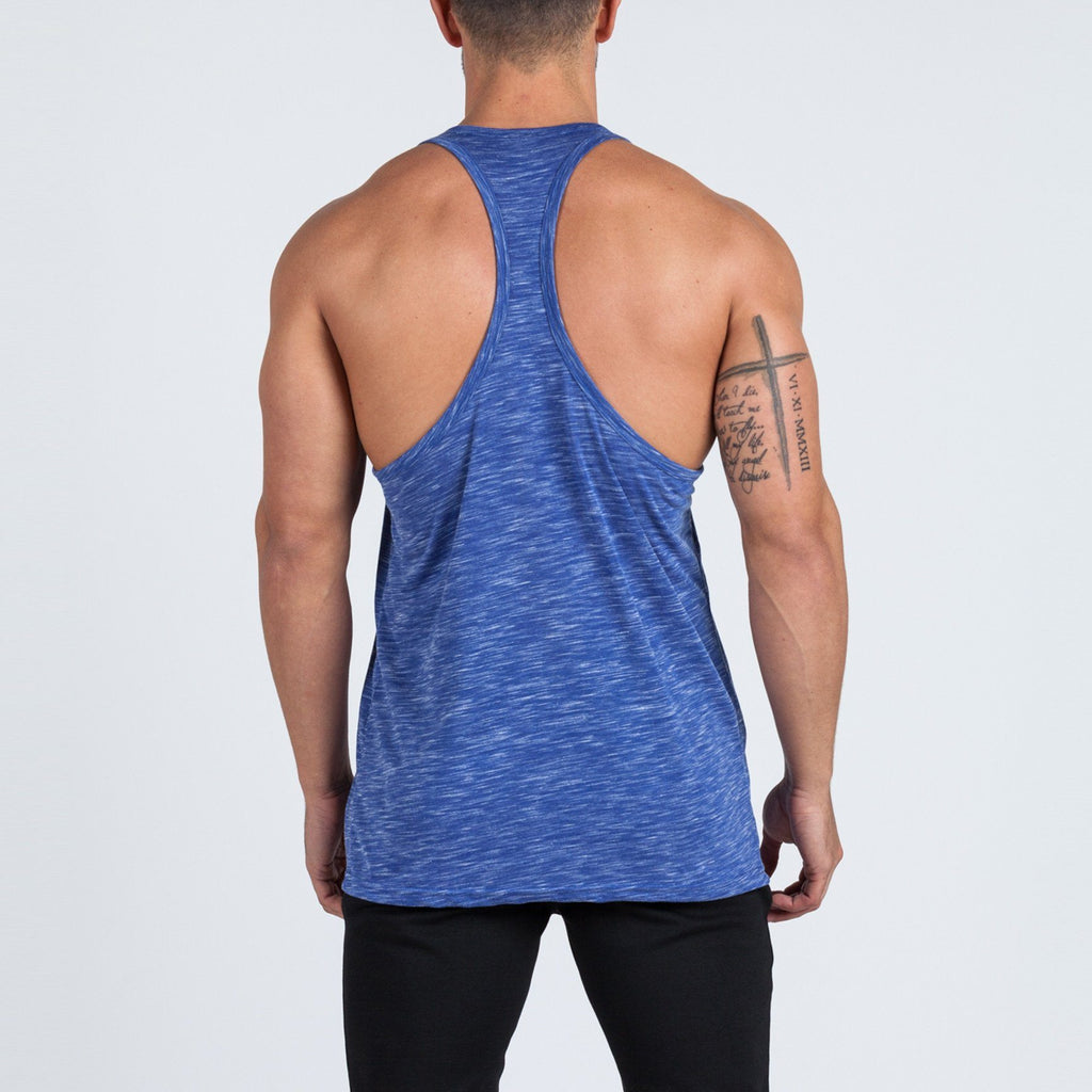 V2 Futura Small Logo Branded Stringer Vest (Sapphire Blue Slub) - Machine Fitness